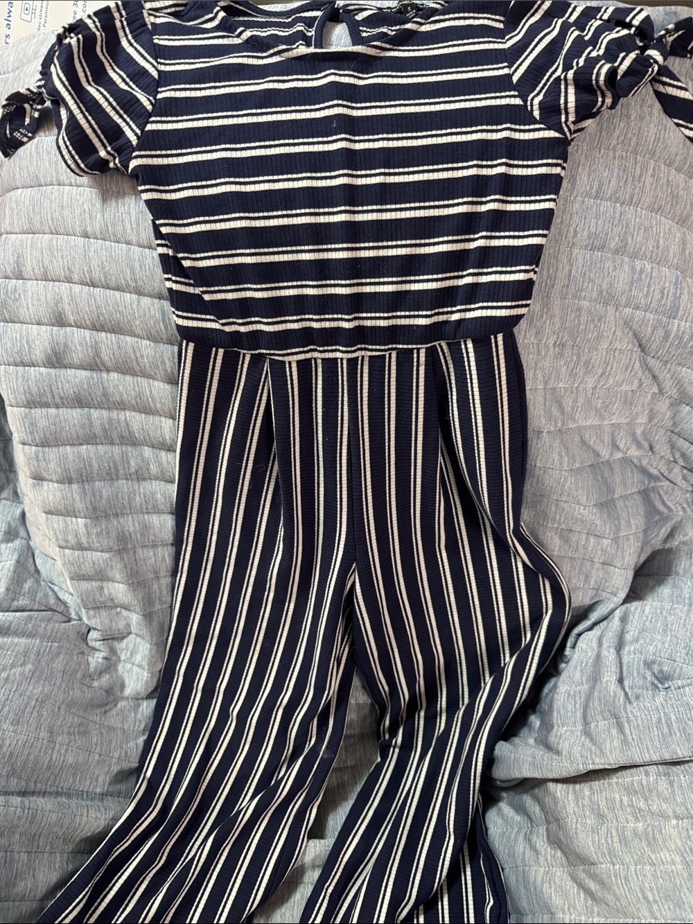 My Michelle Navy and White Striped Girls' Jumpsuit